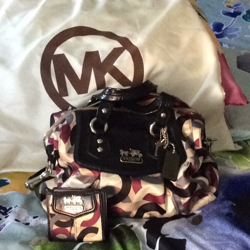 Coach  satin purse and matching mini wallet